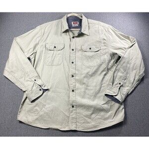 Wrangler shirt Men XL tan Button Up western Flex For Comfort  flap pockets
